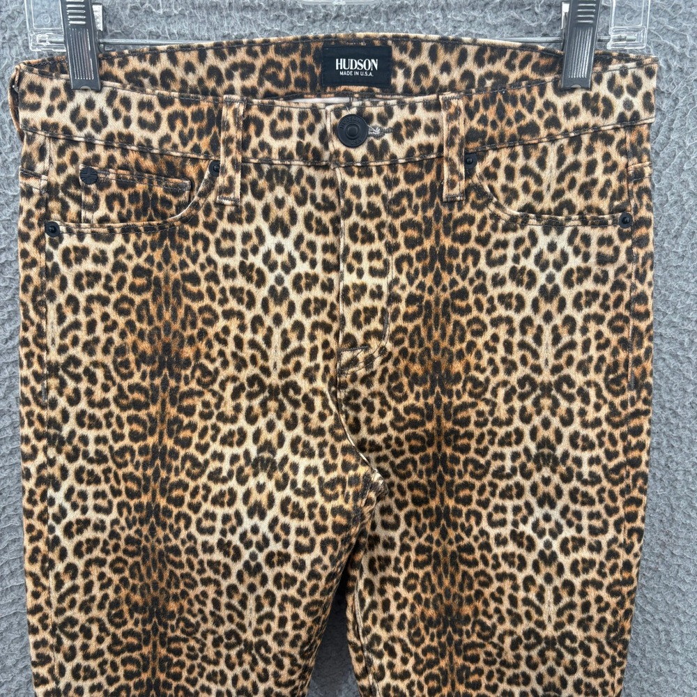 Hudson Nico Super Skinny Jeans Women 27 Lynx Animal Print Stretch Denim USA Made